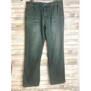RK Icon Men's W36 L32 Blue Denim Jeans with Faded Wash Look